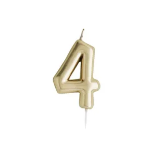 PARTY CANDLE NUMBER 4 GOLD  6.5cm
