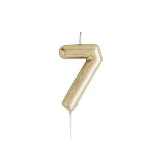PARTY CANDLE NUMBER 7 GOLD  6.5cm