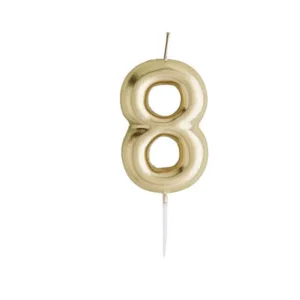 PARTY CANDLE NUMBER 8 GOLD  6.5cm