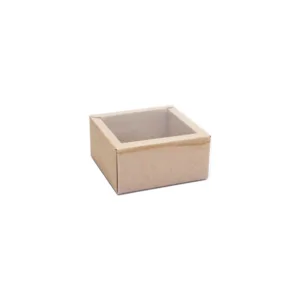 PAPER DRAWER BOX PVC LID KRAFT 10x10x5cm
