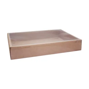 PAPER DRAWER BOX PVC LID KRAFT 25x35x6cm