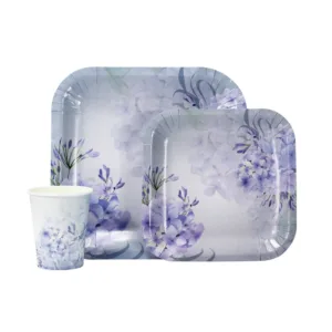 DISPOSABLE DINNER SET 60PC (2302) LAVENDER FLOWER  (TBD)