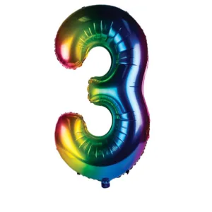 HELIUM/AIR FOIL RAINBOW NUMBER #3 BALLOON 106CM (TBD)