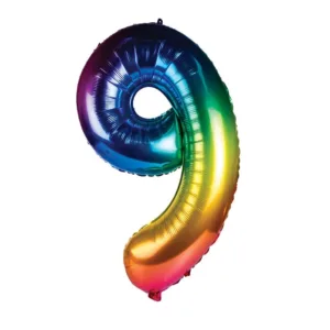 HELIUM/AIR FOIL RAINBOW NUMBER #9 BALLOON 106CM (TBD)