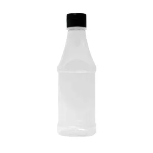 CLEAR SQUEEZE SAUCE BOTTLE FLAT BLACK FLIP TOP LID 700ml