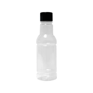 CLEAR SQUEEZE SAUCE BOTTLE ROUND BLACK FLIP TOP LID 500ml
