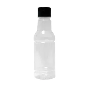 CLEAR SQUEEZE SAUCE BOTTLE ROUND BLACK FLIP TOP LID 750ml