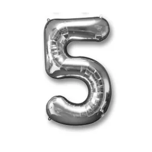 HELIUM/AIR FOIL SILVER NUMBER #5 BALLOON 102CM (TBD)
