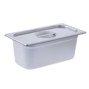 STAINLESS STEEL  CATER WARE  THIRD INSERT + LID  100mm