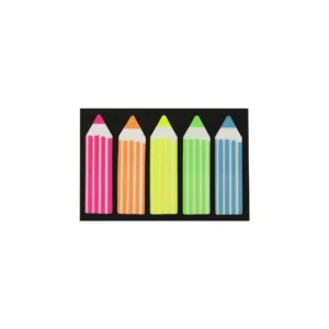 TRANSPARENT STICKY NOTES PENCIL DESIGN ASSORTED COLOURS 5PC