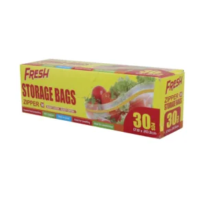STORAGE BAGS WITH ZIPLOCK MEDIUM 17.8x20.3CM 30PCS (TBD)