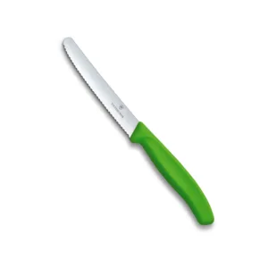 VICTORINOX ROUND SERRATED PARING KNIFE GREEN 11cm