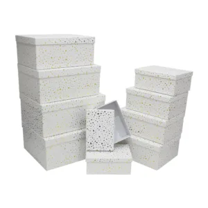 NESTING BOX SET WHITE GOLD FOIL 10PC