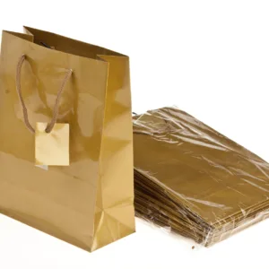 GIFT BAG GOLD 17+9x22cm