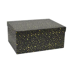 GIFT BOX BLACK & GOLD DOTS SIZE 9 34x26x15cm