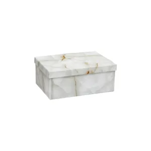 GIFT BOX WHITE MARBLE ABSTRACT SIZE 3 22x16x9cm
