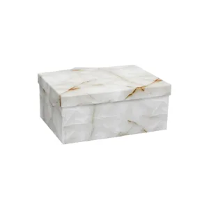 GIFT BOX WHITE MARBLE ABSTRACT SIZE 5 26x19x11cm