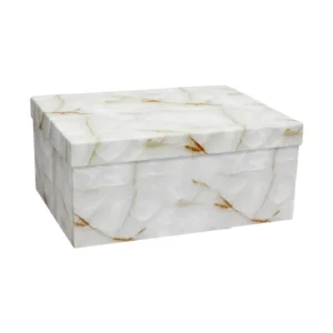 GIFT BOX WHITE MARBLE ABSTRACT SIZE 9 34x26x15cm