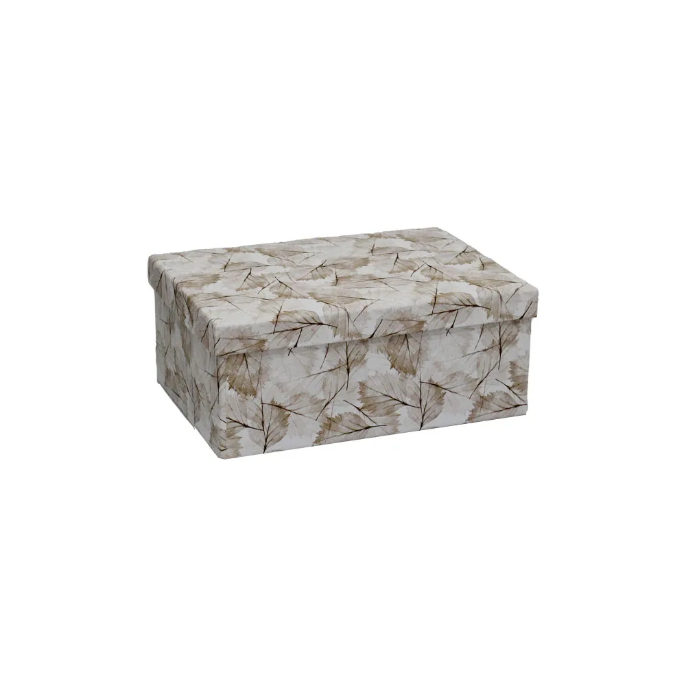 GIFT BOX WHITE & BROWN LEAF ABSTRACT SIZE 3 22x16x9cm
