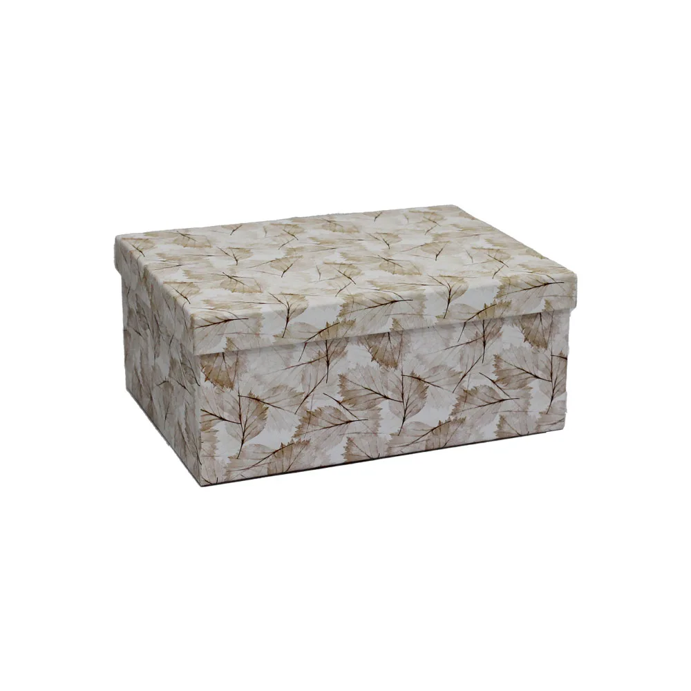 GIFT BOX WHITE & BROWN LEAF ABSTRACT SIZE 5 26x19x11cm