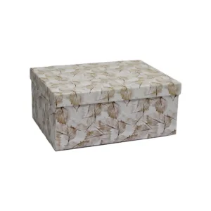 GIFT BOX WHITE & BROWN LEAF ABSTRACT SIZE 6 28x21x12cm