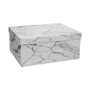 GIFT BOX SILVER MARBLE ABSTRACT SIZE 9 34x26x15cm