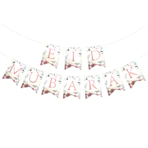 EID MUBARAK FLORAL DESIGN PAPER BUNTING W/ STRING 10PC (TBD)
