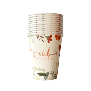 EID MUBARAK FLORAL DESIGN PAPER CUP 250ml (1x10) (TBD)