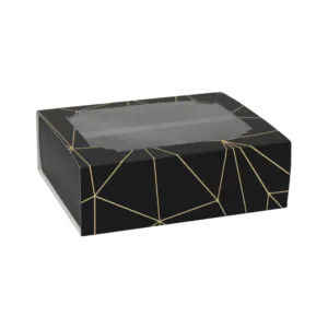H-SELECT MACARON BOX BLACK WITH WINDOW 15.5x12.5x5.2cm(1x20)