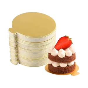 H-SELECT MINI DESSERT BOARD PAPER GOLD 90mm ROUND (1x50)