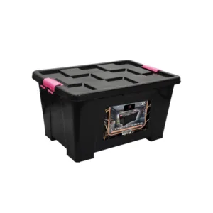 H-SELECT STORAGE CONTAINER & LID WITH WHEELS BLACK 30L