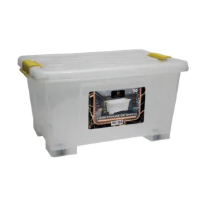 H-SELECT STORAGE CONTAINER & LID WITH WHEELS CLEAR 50L