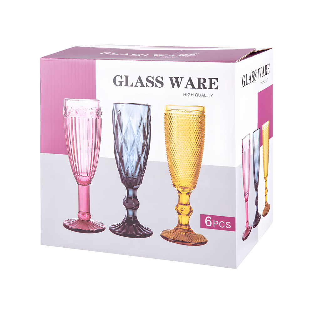 CRYSTAL CHAMPAGNE GLASS ASSORTED COLOURS 150ml (1x6) (TBD)
