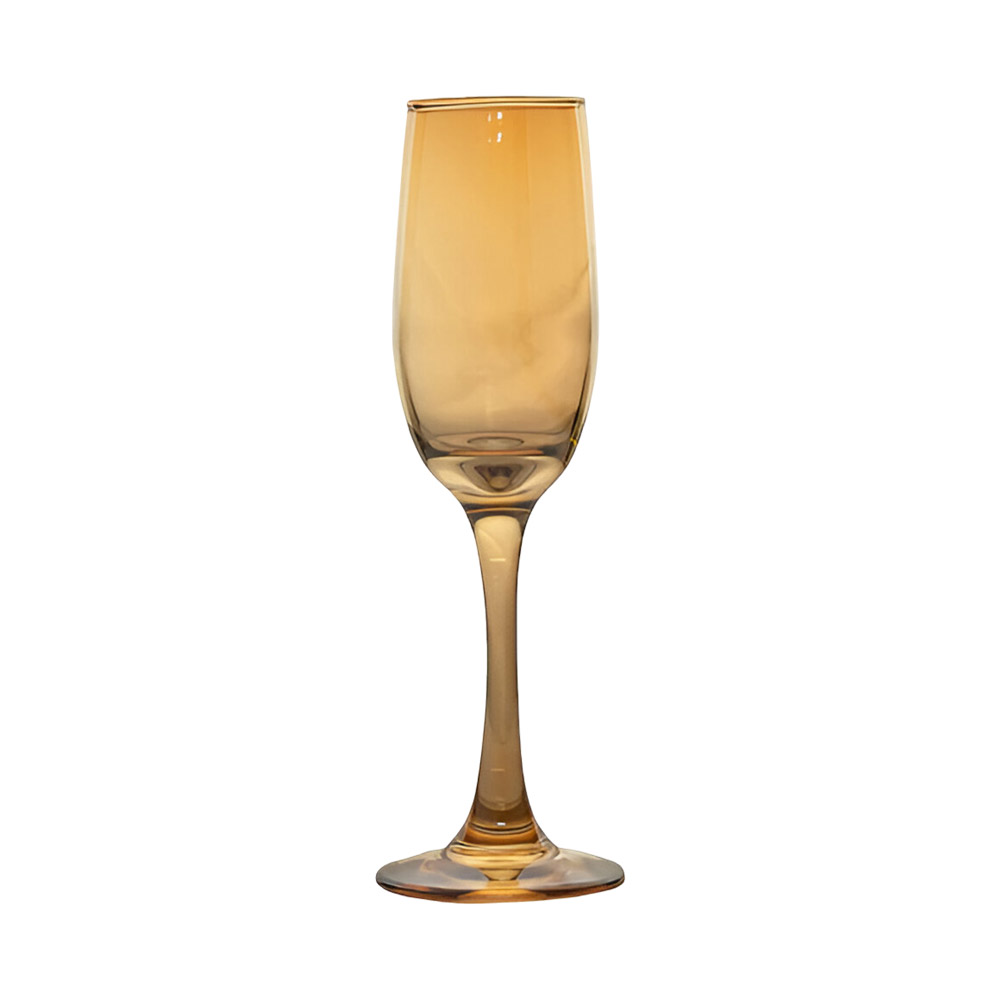 CHAMPAGNE FLUTE GLASS STEMMED GOLD 175ml