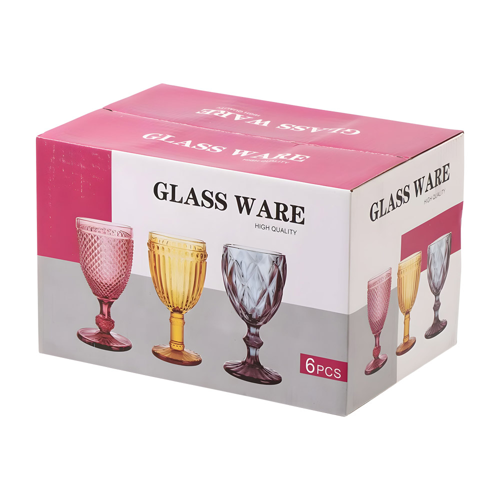 CRYSTAL WINE GLASS STEMMED ASSORTED COLOURS 280ml (1x6)(TBD)