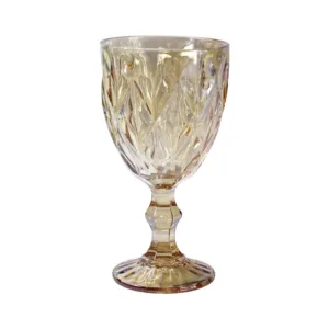 CRYSTAL WINE GLASS STEMMED GOLD 280ml