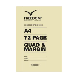 FREEDOM SOFTCOVER COLLEGE EXERCISE BOOK A4 Q/M 72 PAGES