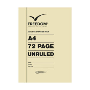 FREEDOM SOFTCOVER COLLEGE EXERCISE BOOK A4 UNRULED 72 PAGES