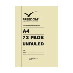 FREEDOM SOFTCOVER COLLEGE EXERCISE BOOK A4 UNRULED 72 PAGES