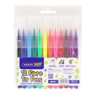 MARLIN KIDS FIBRE TIP PENS 12's