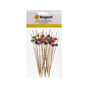 REGENT BAMBOO PICKS WITH STRIPED BEADS 120mm (1x24)
