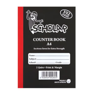 SCHOLAR HARDCOVER COUNTER BOOK A4 2 QUIRE F/M 192 PAGES