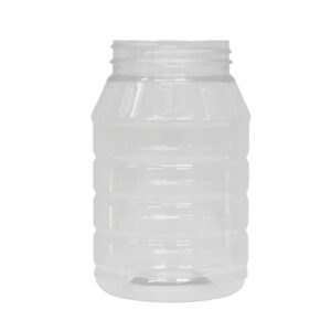 CLEAR PLASTIC RIBBED ROUND JAR  500ml  (1x5)