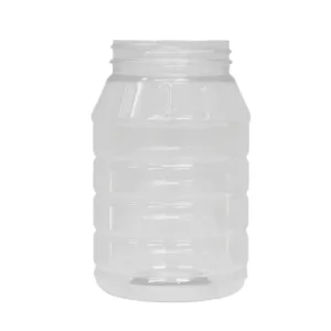 CLEAR PLASTIC RIBBED ROUND JAR  500ml  (1x5)