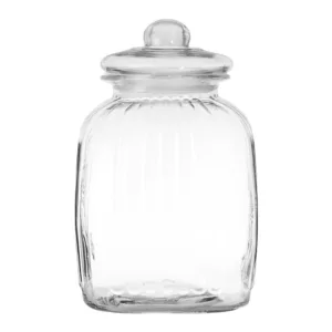 REGENT SQUARE GLASS RIB JARS WITH GLASS LID