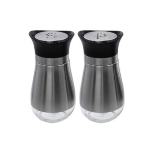 REGENT GLASS/STAINLESS SALT & PEPPER SHAKER SET 125ml
