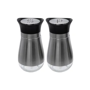 REGENT GLASS/STAINLESS SALT & PEPPER SHAKER SET 125ml