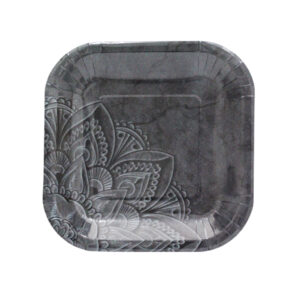 DINNER SET PAPER BLACK FLORAL PLATE 20PC (TBD)