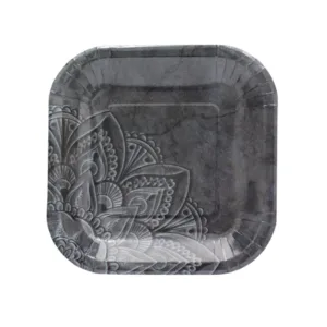 DINNER SET PAPER BLACK FLORAL PLATE 20PC (TBD)