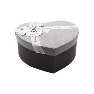 GIFT BOX GREY WITH BOW HEART SHAPED